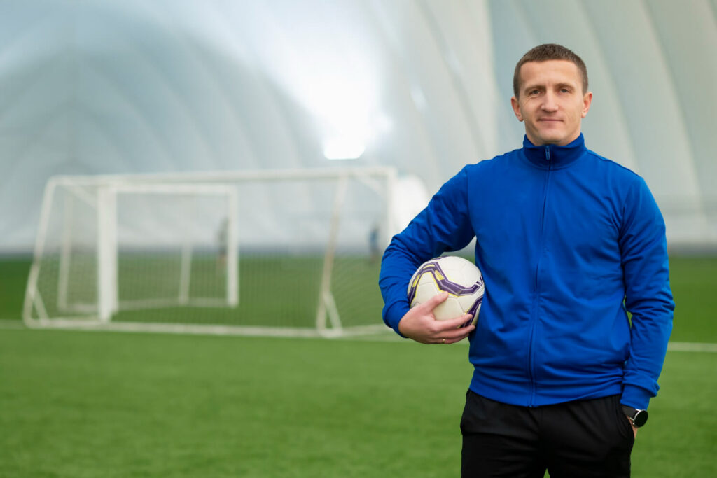 A man holding a football